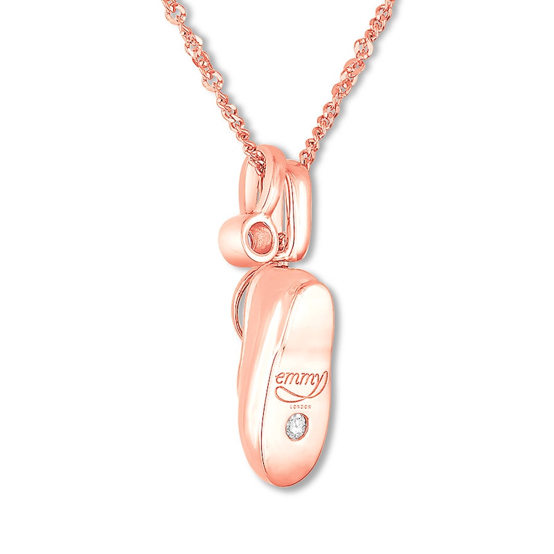 Main Image 4 of Emmy London Sapphire Baby Shoe Necklace 10K Rose Gold