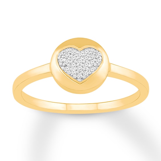 Diamond Heart Ring 1/15 ct tw Round-cut 10K Yellow Gold
