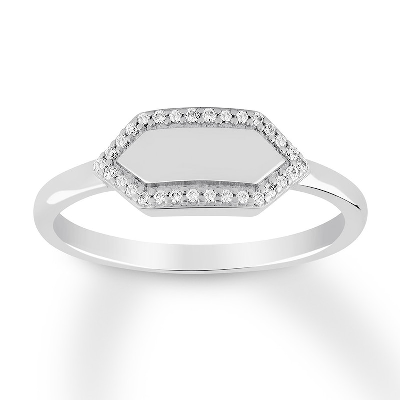 Diamond Geometric Ring 1/10 ct tw Round-cut Sterling Silver