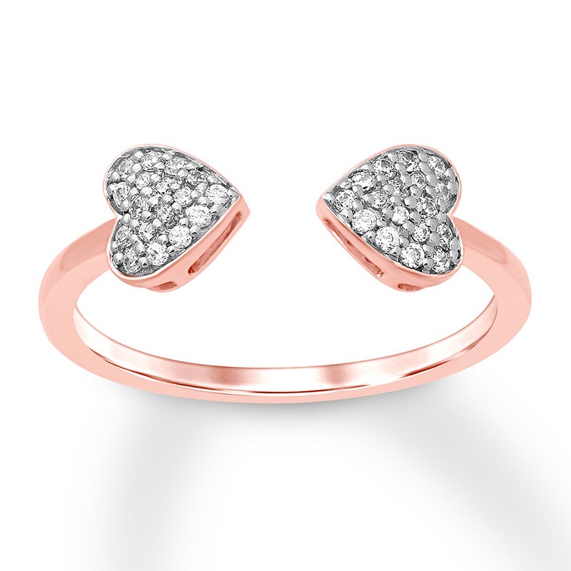 Diamond Deconstructed Heart Ring 1/8 ct tw 10K Rose Gold