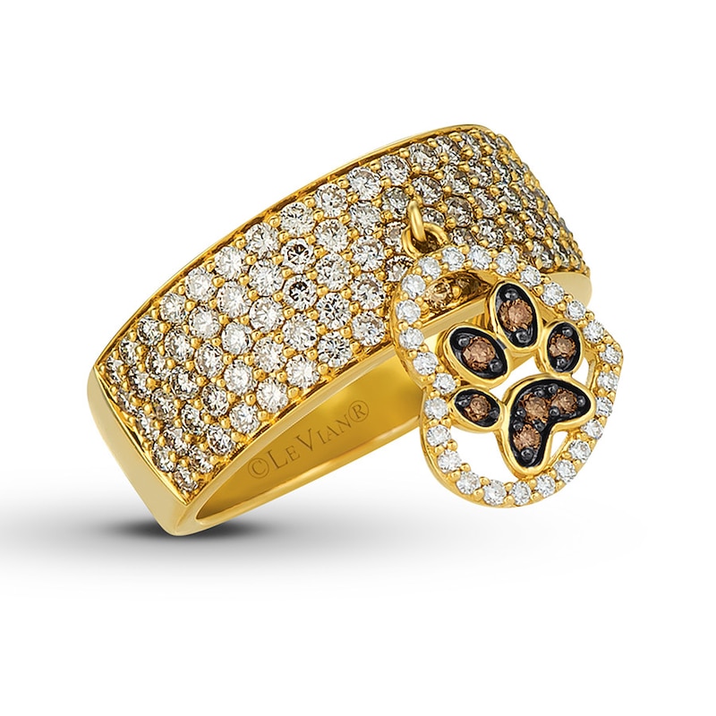 Le Vian Diamond Paw Print Ring 1-5/8 ct tw 14K Honey Gold