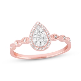Multi-Diamond Pear-Shaped Halo Promise Ring 1/4 ct tw 10K Rose Gold