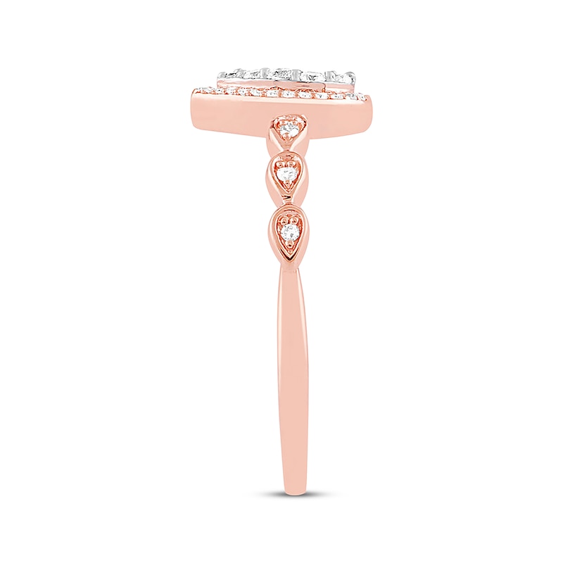 Main Image 2 of Multi-Diamond Pear-Shaped Halo Promise Ring 1/4 ct tw 10K Rose Gold