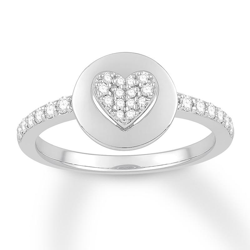 Signature Heart Diamond Ring 1/4 ct tw Round Sterling Silver with 360