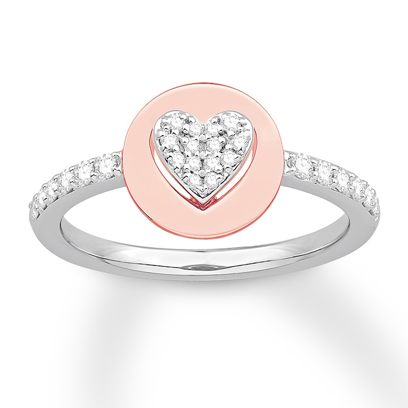 Signature Heart Diamond Ring 1/4 ct tw Sterling Silver & 10K Rose Gold
