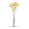 Thumbnail Image 3 of Diamond Floral Ring 1/8 ct tw Round-cut 10K Two-Tone Gold