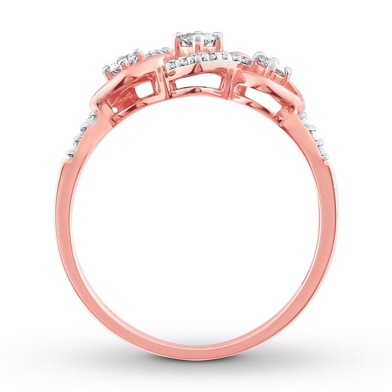 Main Image 2 of Diamond Heart Ring 1/4 ct tw Round-cut 10K Rose Gold