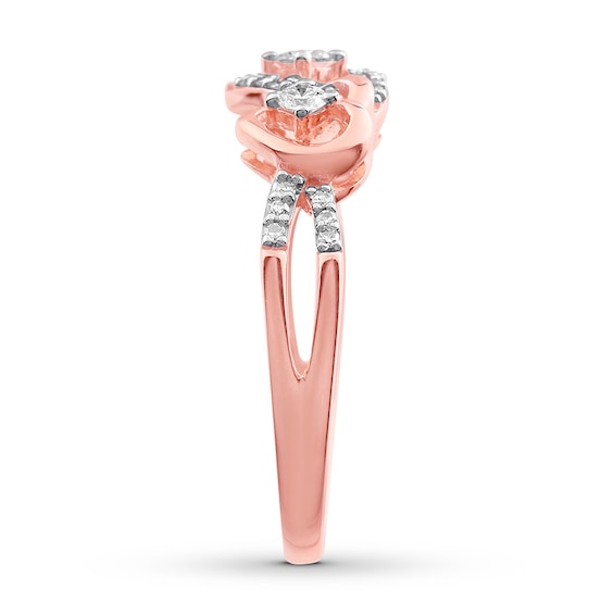 Diamond Heart Ring 1/4 ct tw Round-cut 10K Rose Gold | Womens Rings ...