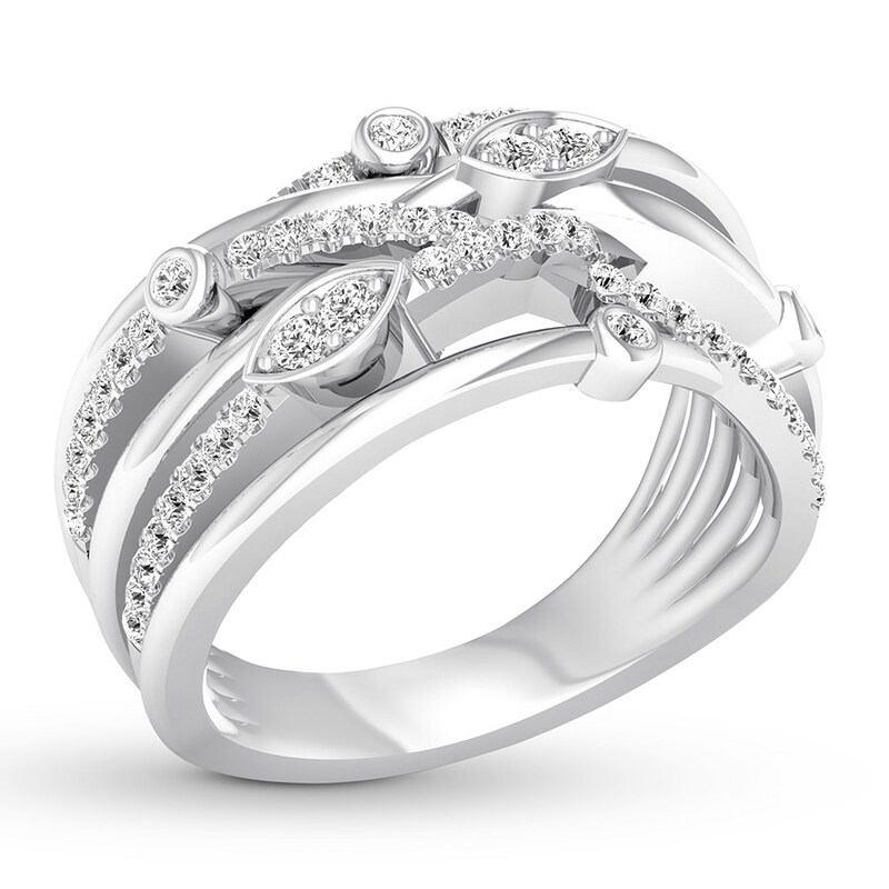 Diamond Ring 1/2 ct tw Round-cut 10K White Gold