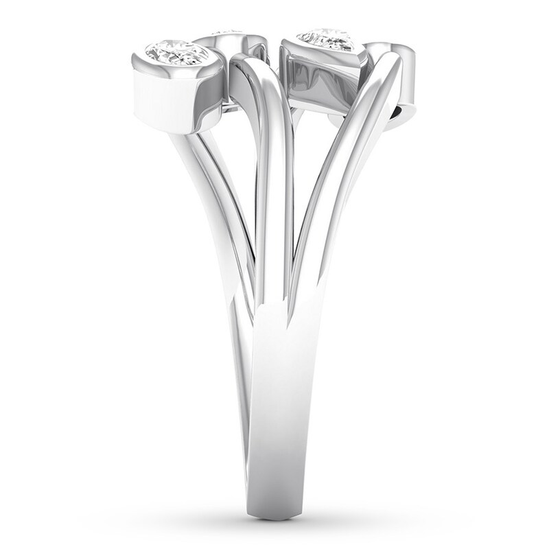 Bezel-set Diamond Ring 1/2 ct tw Oval/Pear 10K White Gold