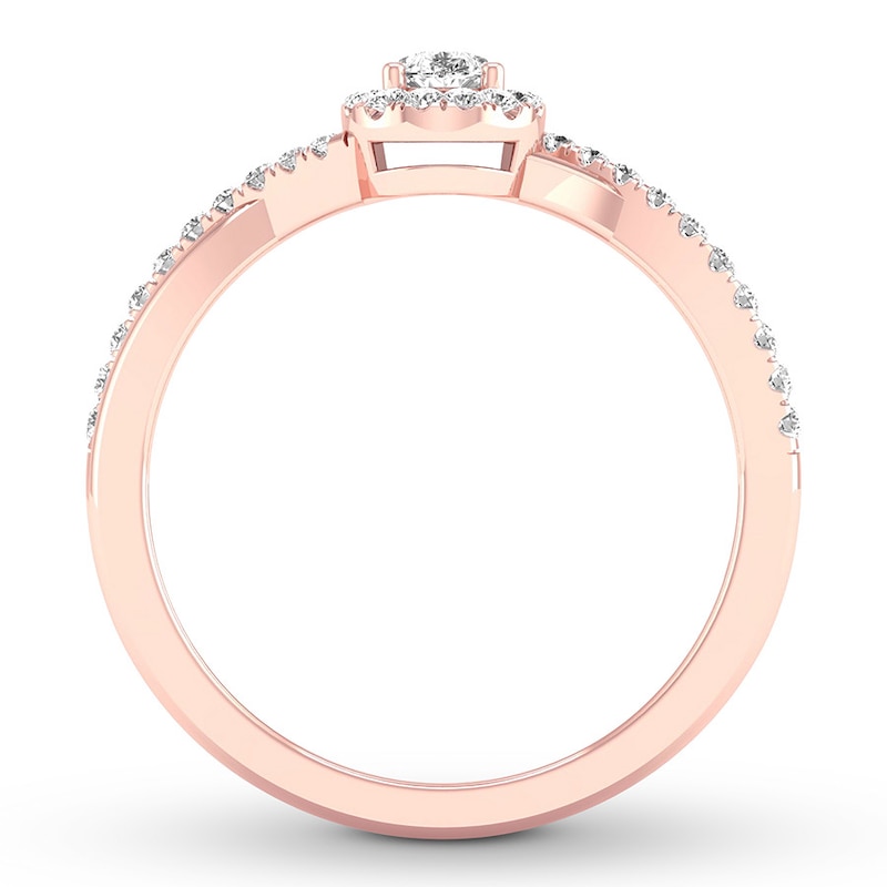 Main Image 2 of Diamond Ring 1/3 ct tw Pear & Round 10K Rose Gold