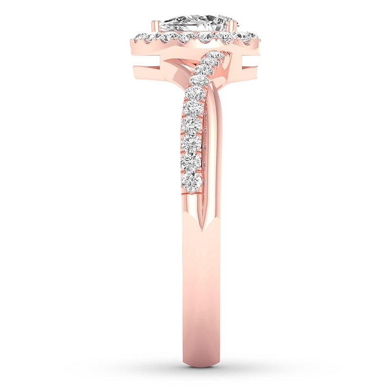 Main Image 3 of Diamond Ring 1/3 ct tw Pear & Round 10K Rose Gold