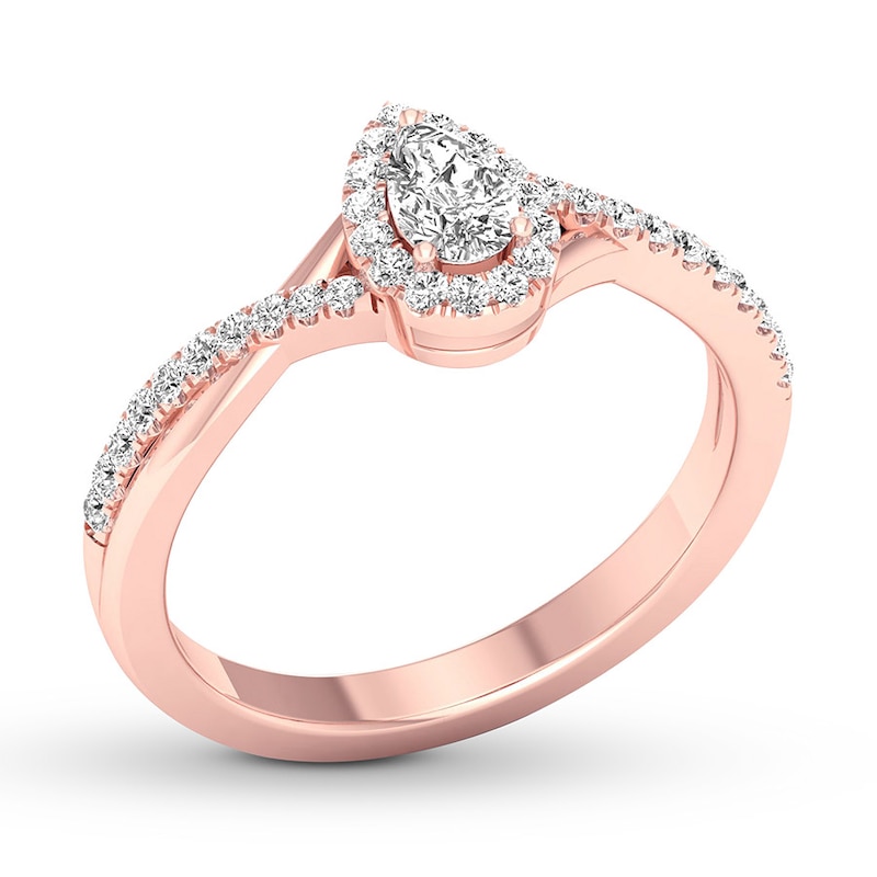 Main Image 4 of Diamond Ring 1/3 ct tw Pear & Round 10K Rose Gold