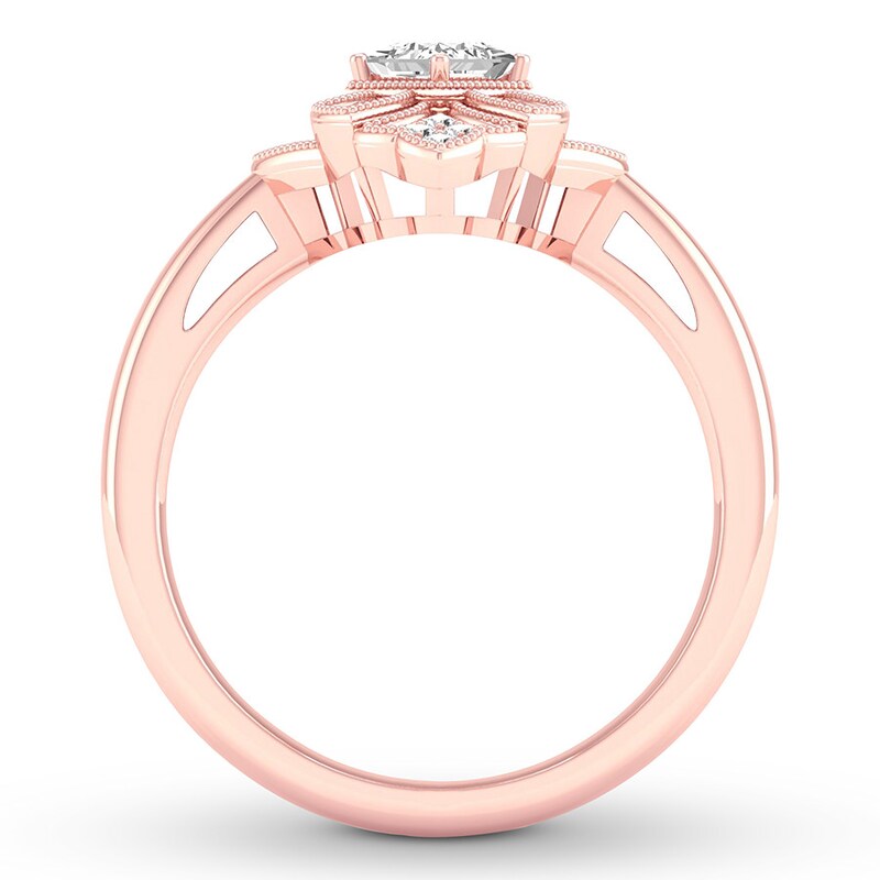 Diamond Ring 1/3 ct tw Princess & Round 10K Rose Gold