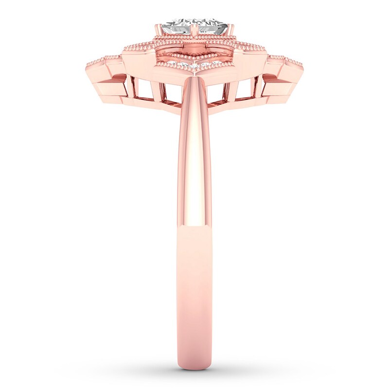 Diamond Ring 1/3 ct tw Princess & Round 10K Rose Gold