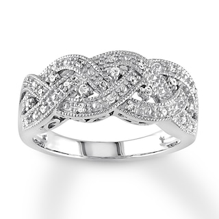 Diamond Woven Ring 1/8 ct tw Sterling Silver