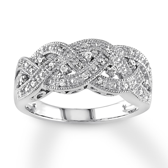 Diamond Woven Ring 1/8 ct tw Round-cut Sterling Silver | Kay