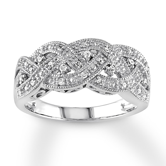 Diamond Woven Ring 1/8 ct tw Sterling Silver