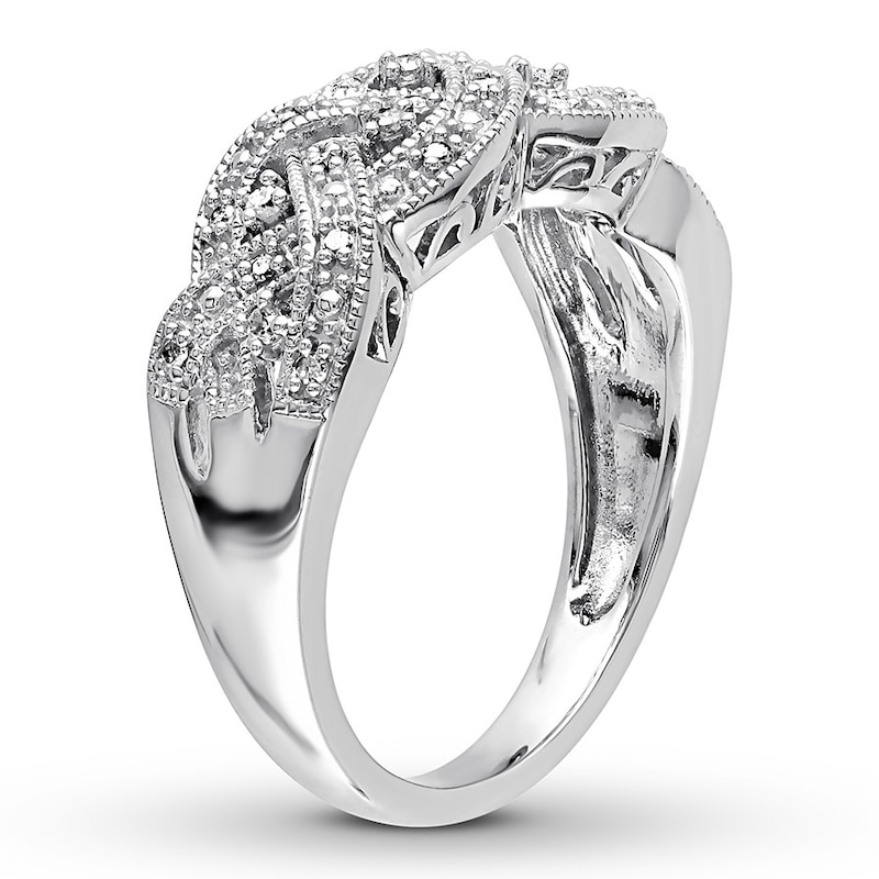 Main Image 2 of Diamond Woven Ring 1/8 ct tw Round-cut Sterling Silver
