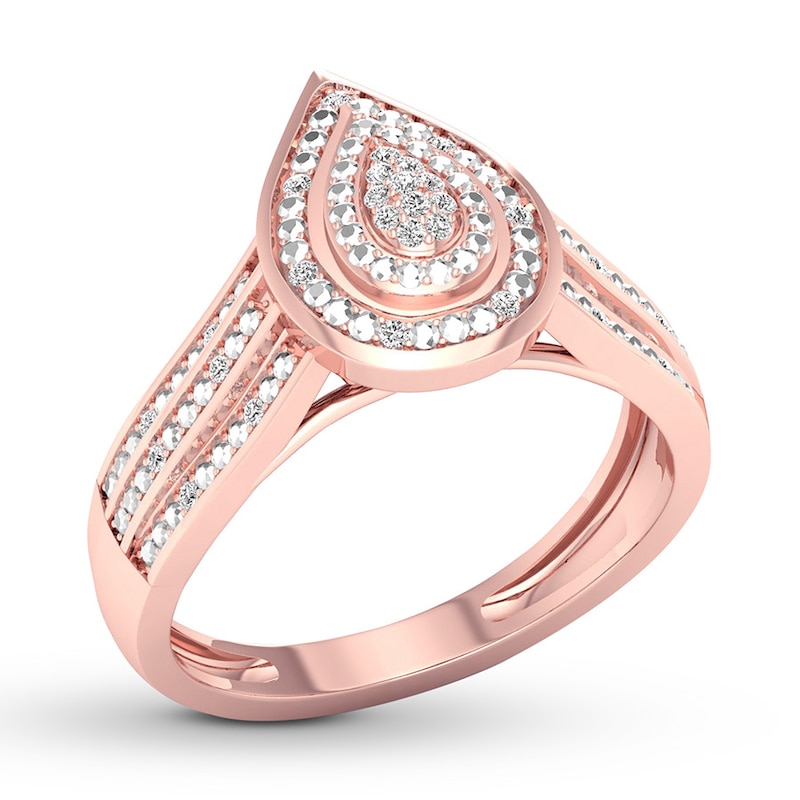 Diamond Teardrop Ring 1/15 ct tw Round-cut 10K Rose Gold