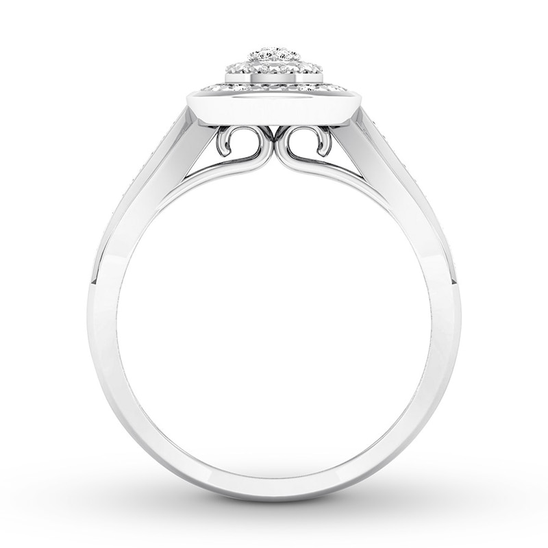 Main Image 2 of Diamond Teardrop Ring 1/15 ct tw Round-cut 10K White Gold