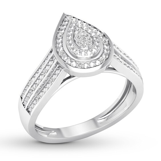 Diamond Teardrop Ring 1/15 ct tw Round-cut 10K White Gold | Womens Rings | Rings | Kay