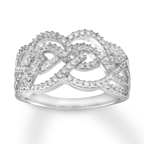Diamond Woven Fashion Band Ring 1/20ct 10k White Gold Diamond Woven Fashion Band Ring 1/20ct 10k White Gold