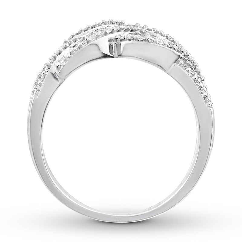 Woven Diamond Ring 1/3 ct tw Round-cut 10K White Gold