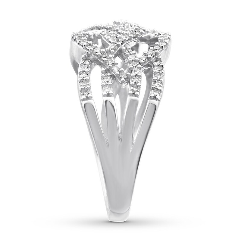 Woven Diamond Ring 1/3 ct tw Round-cut 10K White Gold