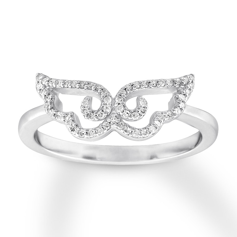 Wings Ring 1/8 ct tw Diamonds Sterling Silver