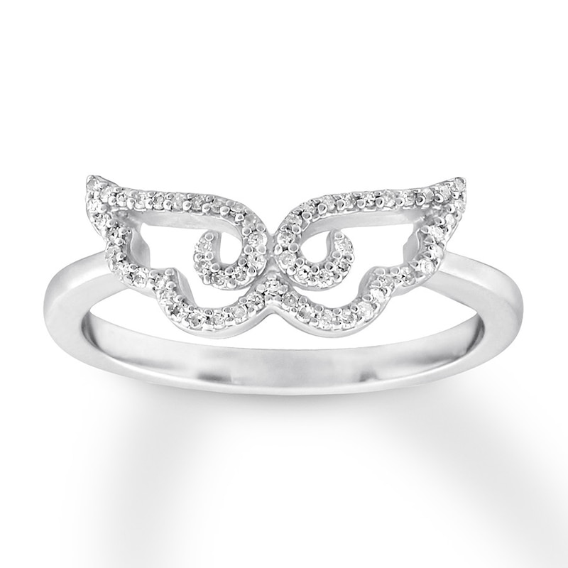 Main Image 1 of Wings Ring 1/8 ct tw Diamonds Sterling Silver