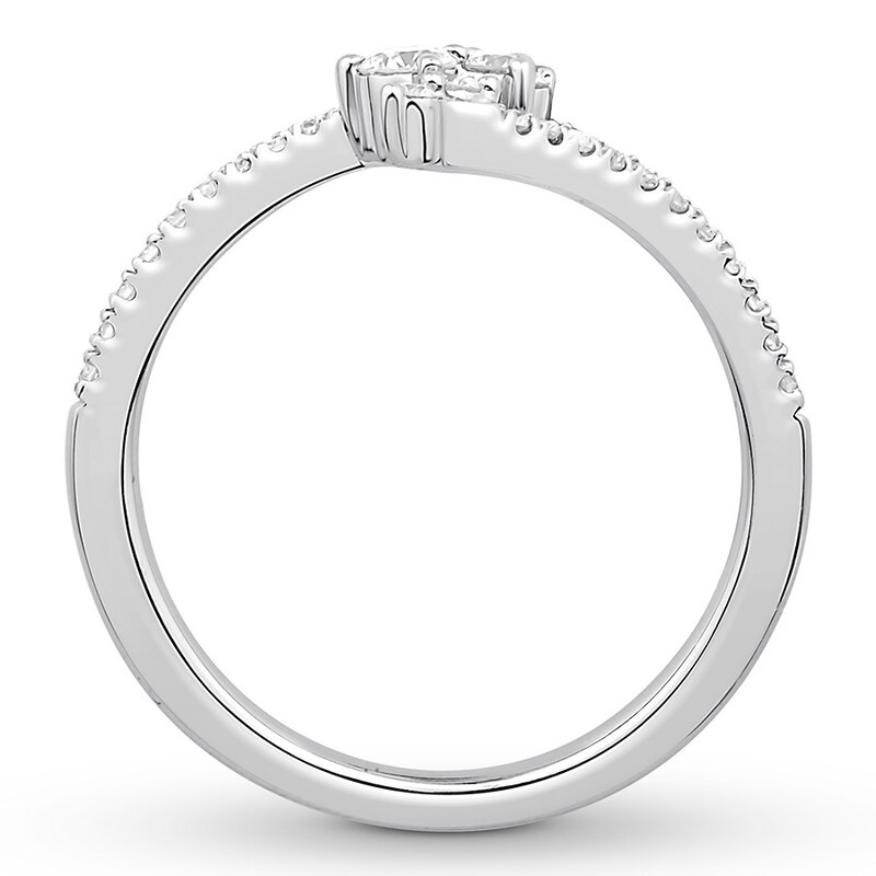 Diamond Ring 1/3 ct tw Round/Baguette 10K White Gold