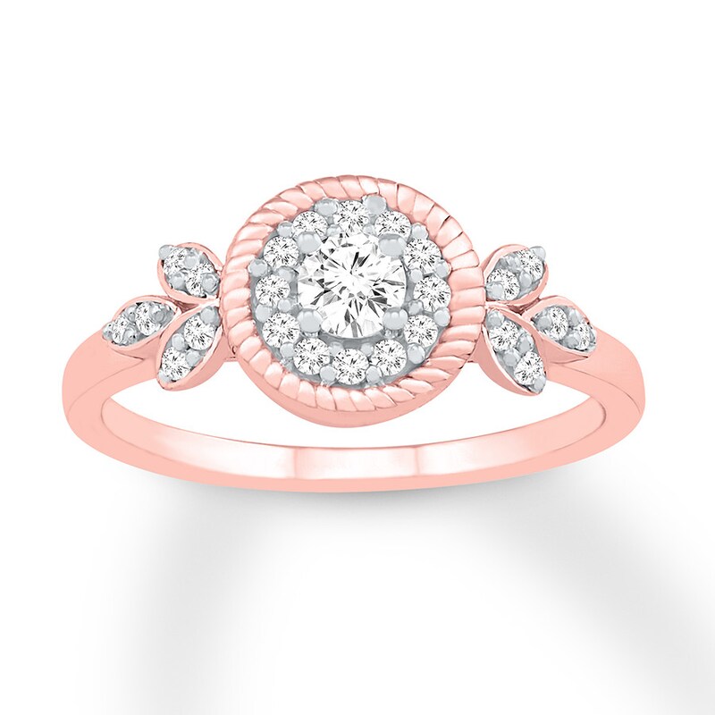 Diamond Ring 1/3 ct tw Round-cut 10K Rose Gold