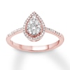 Thumbnail Image 0 of Diamond Teardrop Ring 1/3 ct tw Round-cut 10K Rose Gold