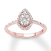 Thumbnail Image 1 of Diamond Teardrop Ring 1/3 ct tw Round-cut 10K Rose Gold