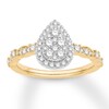 Diamond Teardrop Ring 5/8 ct tw Round-cut 10K Two-Tone Gold