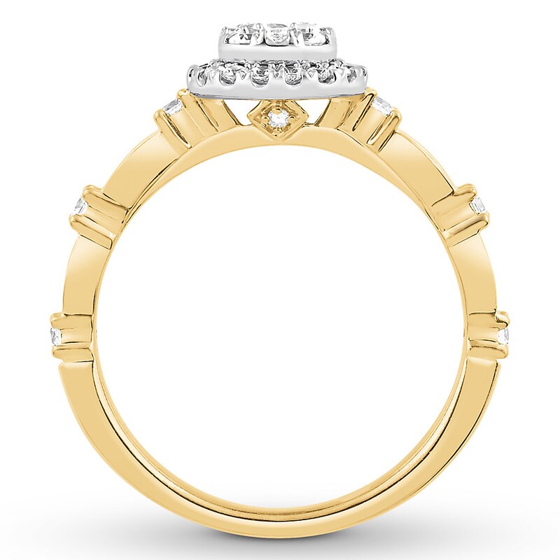 Diamond Teardrop Ring 5/8 ct tw Round-cut 10K Two-Tone Gold