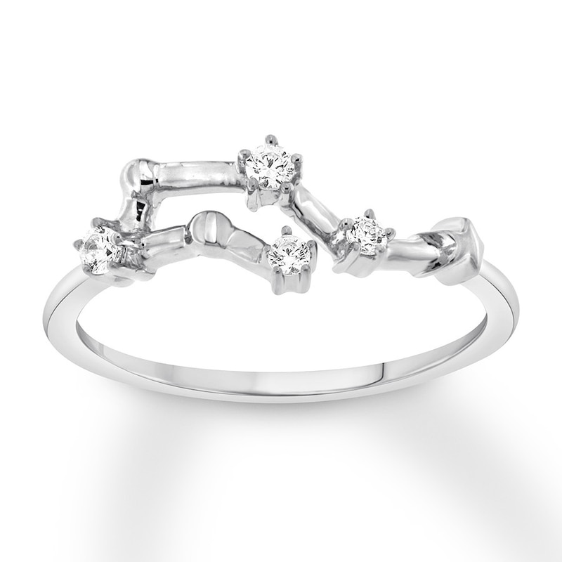Main Image 1 of Gemini Zodiac Ring 1/10 ct tw Diamonds Sterling Silver