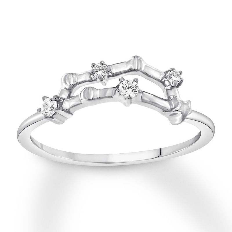 Main Image 1 of Capricorn Zodiac Ring 1/10 ct tw Diamonds Sterling Silver