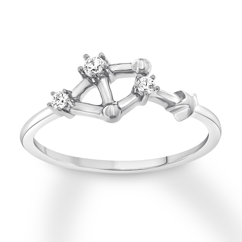 Libra Zodiac Ring 1/10 ct tw Diamonds Sterling Silver