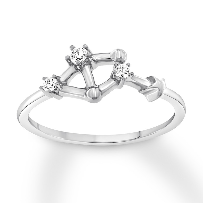 Main Image 1 of Libra Zodiac Ring 1/10 ct tw Diamonds Sterling Silver