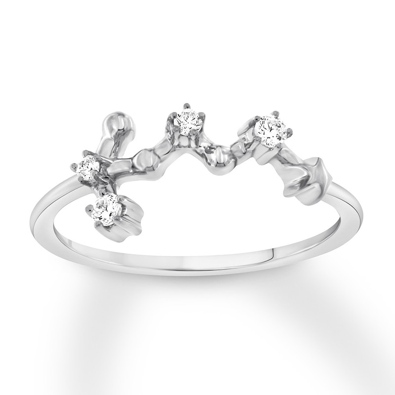 Main Image 1 of Virgo Zodiac Ring 1/10 ct tw Diamonds Sterling Silver