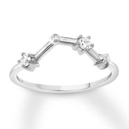 Aquarius Zodiac Ring 1/10 ct tw Diamonds Sterling Silver