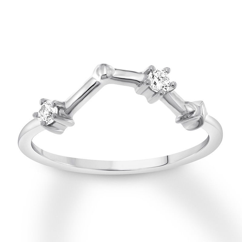 Main Image 1 of Aquarius Zodiac Ring 1/10 ct tw Diamonds Sterling Silver