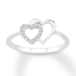 Diamond Heart Ring 1/15 ct tw Round-cut Sterling Silver