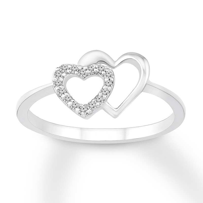 Main Image 1 of Diamond Heart Ring 1/15 ct tw Round-cut Sterling Silver