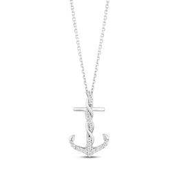 Hallmark Diamonds Anchor Necklace 1/6 ct tw Sterling Silver 18"