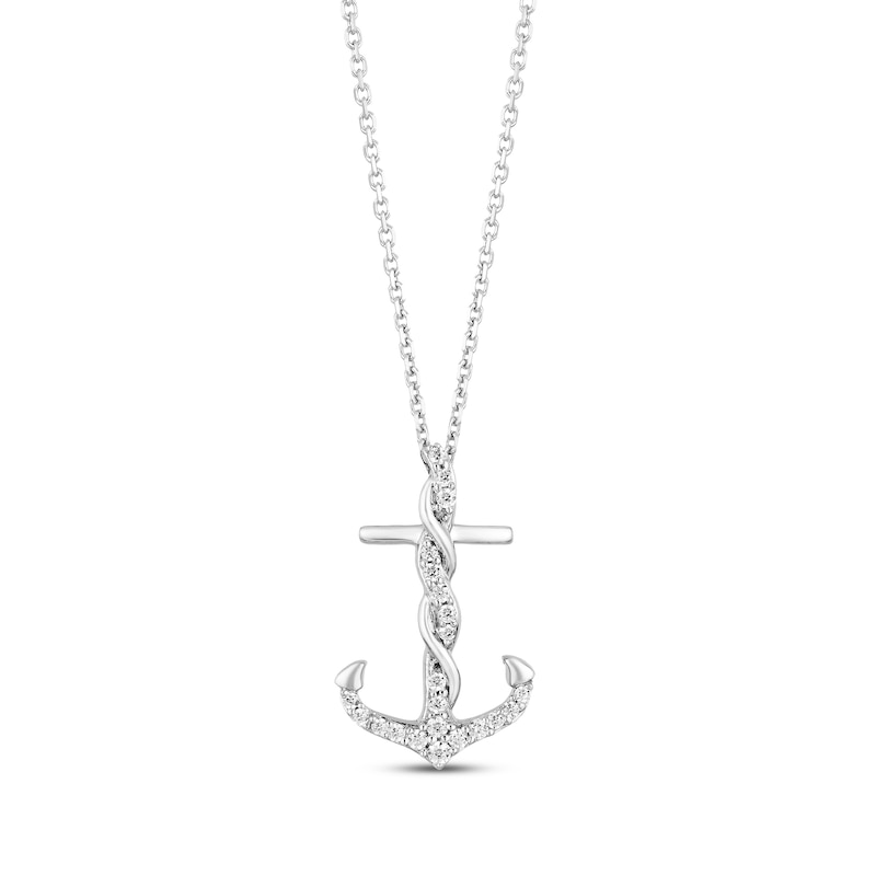 Hallmark Diamonds Anchor Necklace 1/6 ct tw Sterling Silver 18"