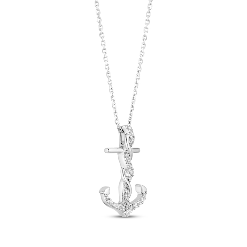 Hallmark Diamonds Anchor Necklace 1/6 ct tw Sterling Silver 18"