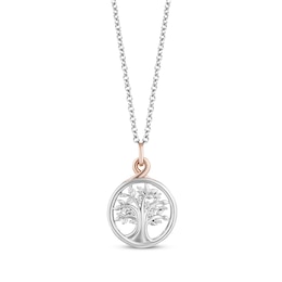 Hallmark Diamonds Necklace 1/20 ct tw Sterling Silver & 10K Rose Gold 18"